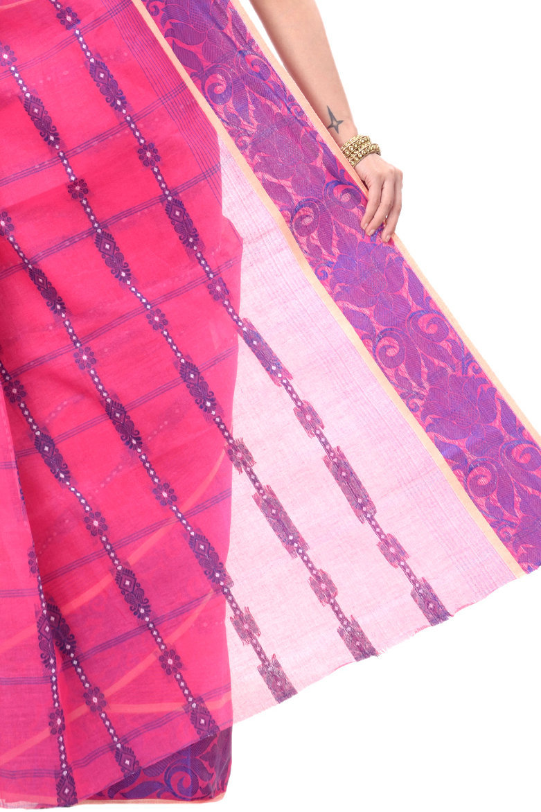 Pink Pure Cotton Charulata_Desiging Tant Saree (743)